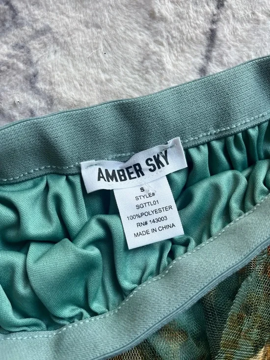 Green Floral Tulle Skirt Tiered Midi/ Boho Cottagecore Romantic Skirt - Picture 3 of 7